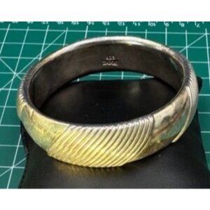Zadok Vintage Sterling Silver 2 Tone Tread Bangle Bracelet